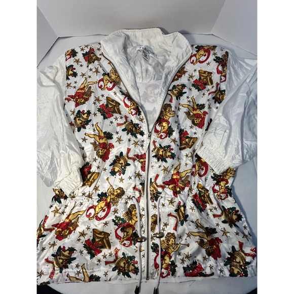 Lavon Jackets & Blazers - LAVON Vintage Cherub Christmas Tracksuit Jacket White Shiny Polyester Size M